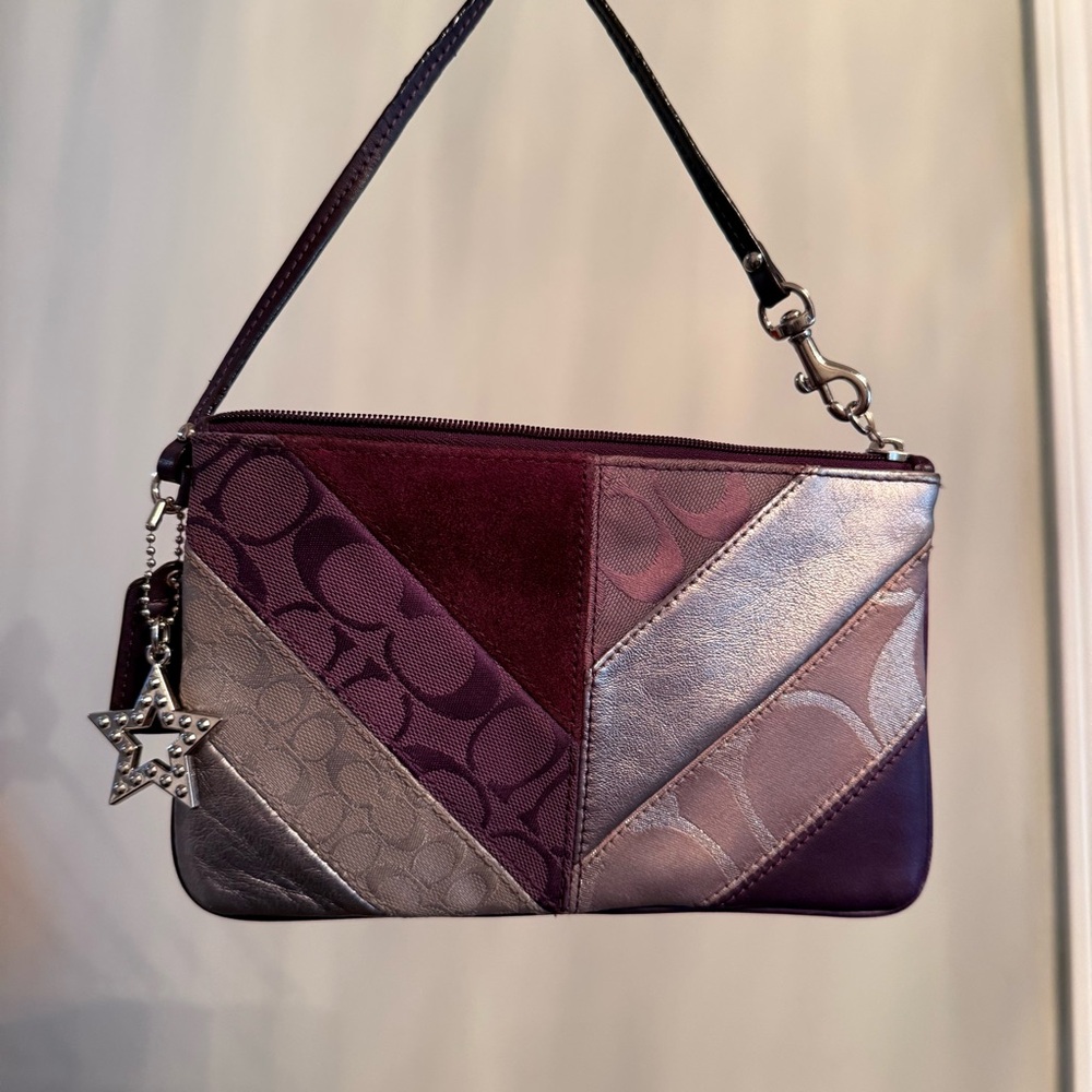 Coach Purple Patchwork Wristlet